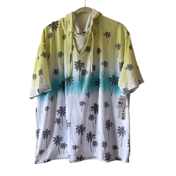 Tops - 🆕 short sleeves lightweight hooded V-neck pullover palm tree sweatshirt *NWT*
